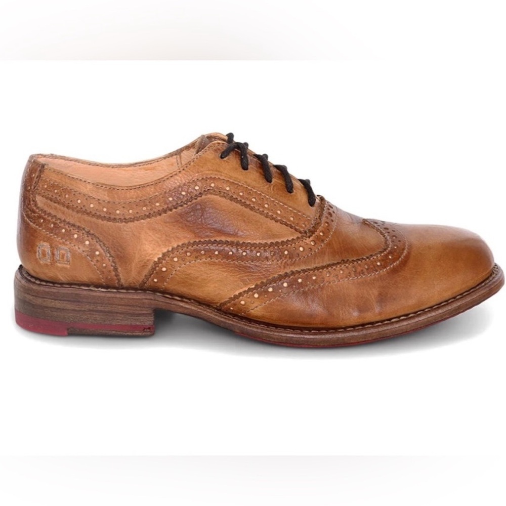 Bed|Stu Lita Oxfords Goodyear Welt Shoes Wingtip Rustic Brown Leather Size 7.5 - Picture 2 of 13